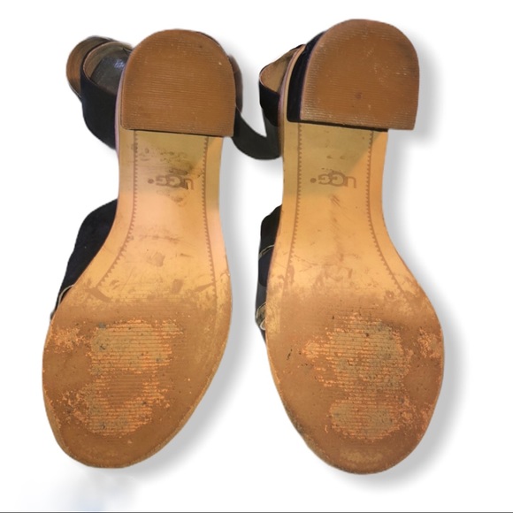 UGG Sandra Black Nubuck Block Sandal 6 - Picture 4 of 7